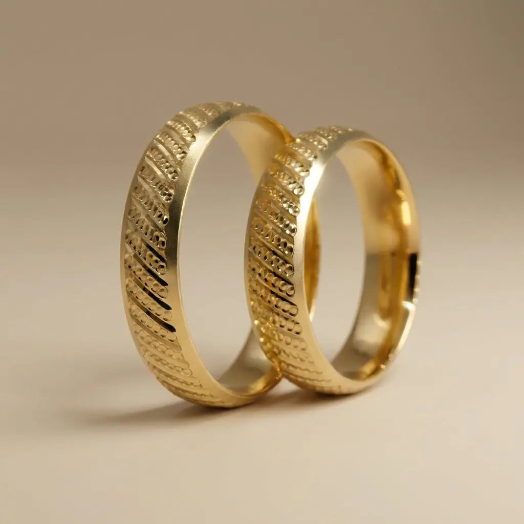 5mm Gold Wedding Band – Cross Line Texture – 9ct/14ct/18ct Gold