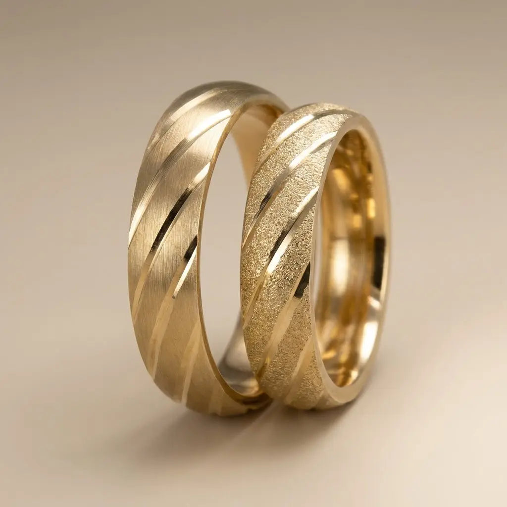5mm Gold Wedding Band – Diagonal Contrast – 9ct/14ct/18ct Gold