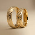 6mm Gold Wedding Band – Diagonal Lattice Faceted – 9ct/14ct/18ct Gold