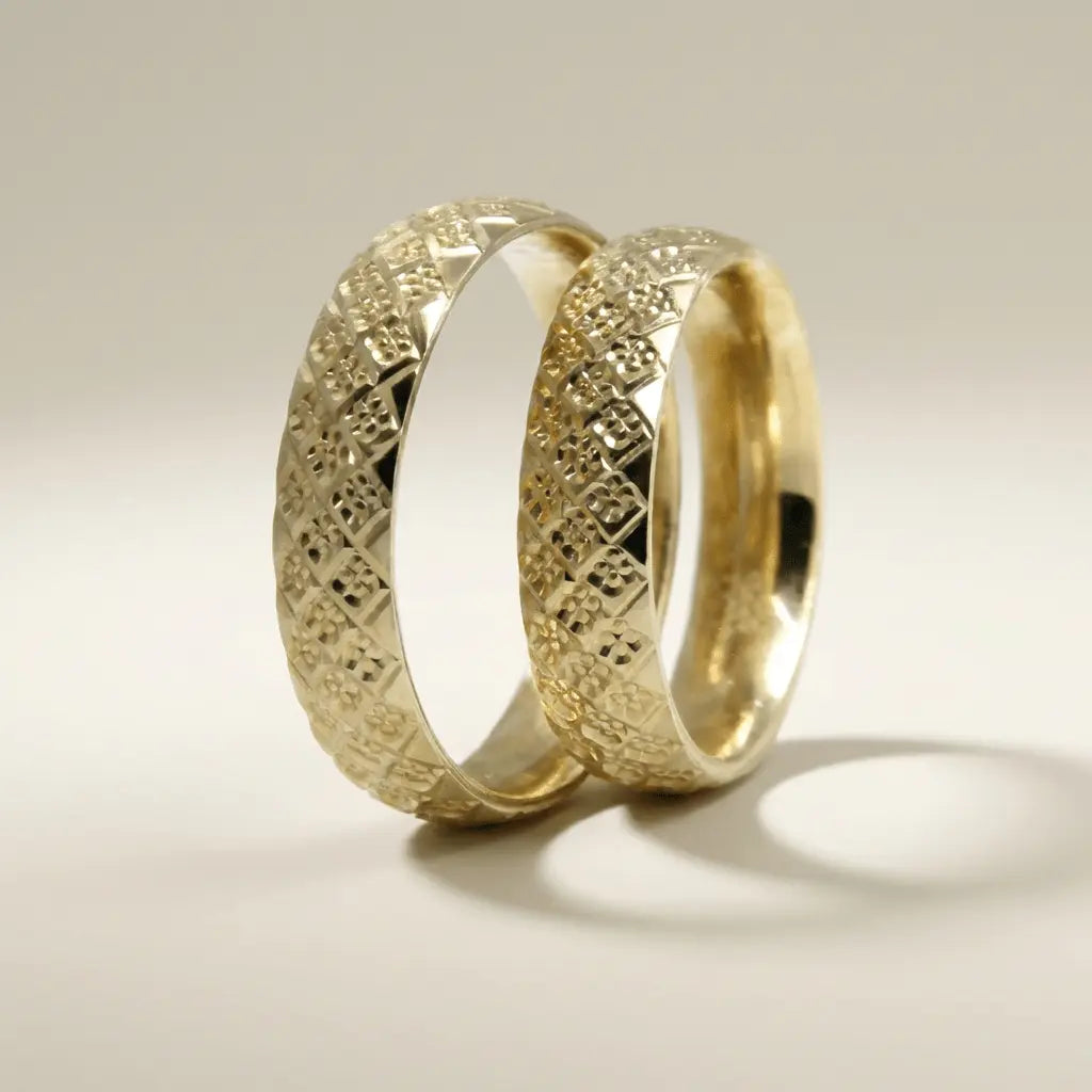 5mm Gold Wedding Band – Faceted 2 – 9ct/14ct/18ct Gold