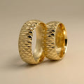 7mm Gold Wedding Band – Faceted Pyramid – 9ct/14ct/18ct Gold