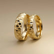 6mm Gold Wedding Band – Faceted Texture Aurora Facet – 9ct/14ct/18ct Gold