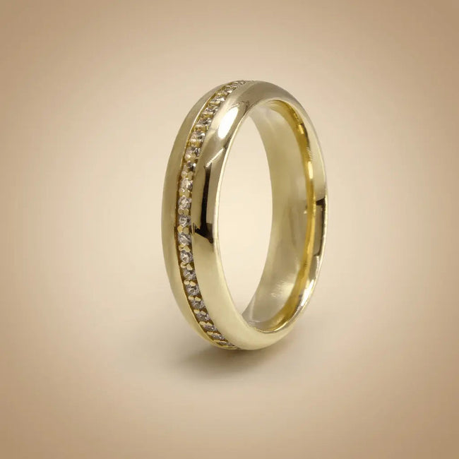 5mm Gold Wedding Band – Luna Diamond Line – 9ct/14ct/18ct Gold