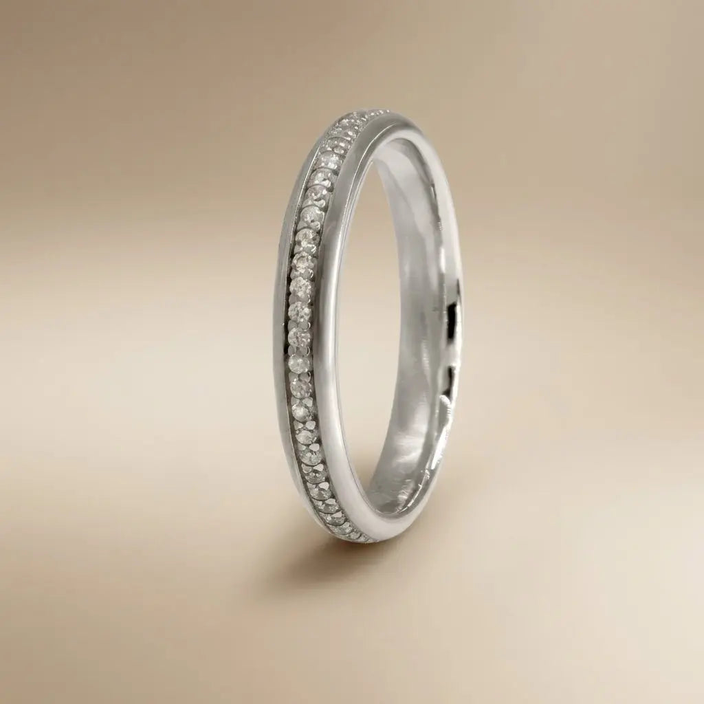 3mm Gold Wedding Band – Diamond Line Luna – 9ct/14ct/18ct Gold