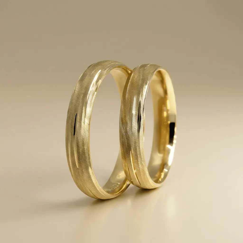 4mm Gold Wedding Band – Fine Line Texture – 9ct/14ct/18ct Gold
