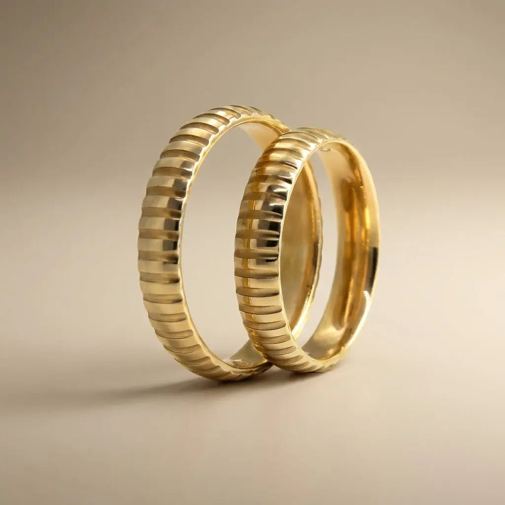 4mm Gold Wedding Band – Gear Cut – 9ct/14ct/18ct Gold