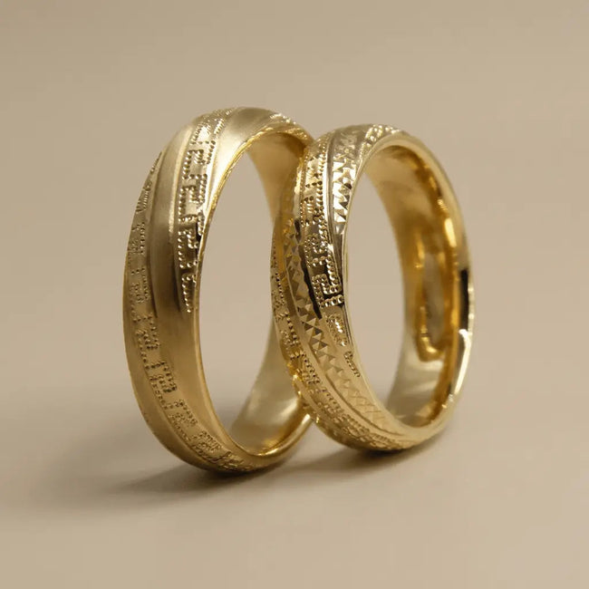 5mm Gold Wedding Band – Greek Key Pattern – 9ct/14ct/18ct Gold