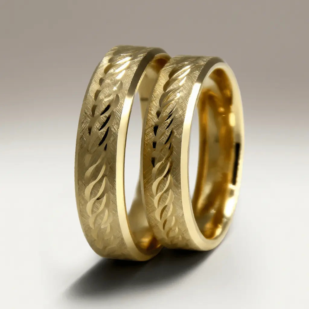 5mm Gold Wedding Band – Leaf Faceted – 9ct/14ct/18ct Gold
