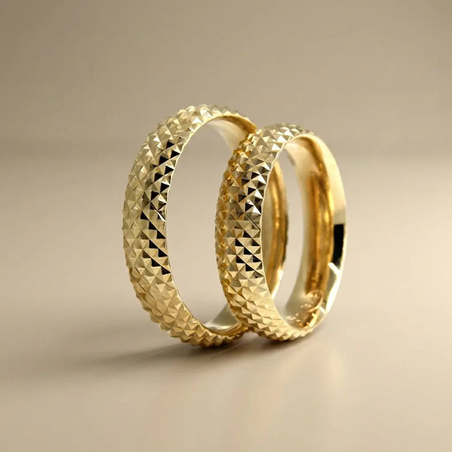 5mm Gold Wedding Band – Micro Pyramid Faceted – 9ct/14ct/18ct Gold