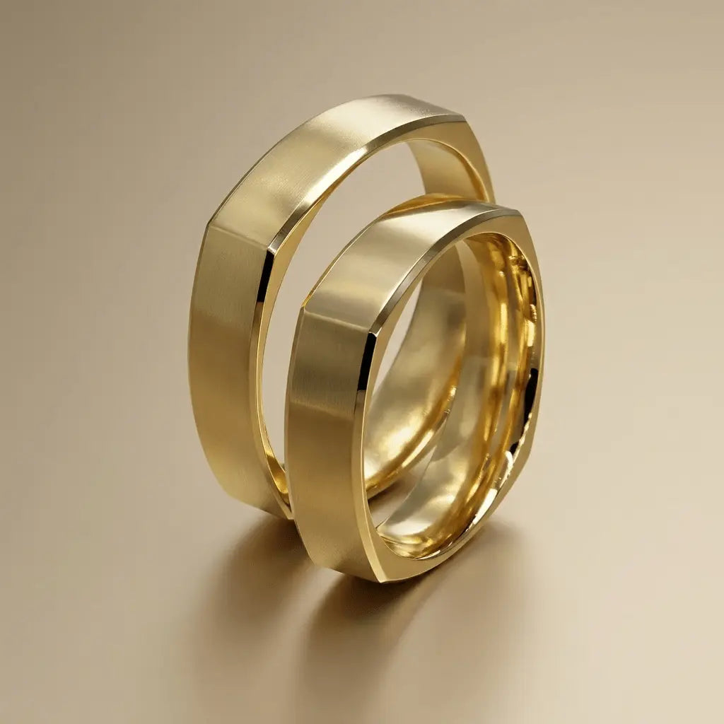 5mm Gold Wedding Band – Modern Lines Axiom – 9ct/14ct/18ct Gold