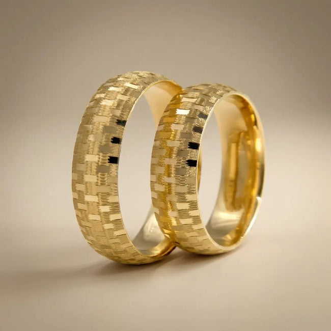 6mm Gold Wedding Band – Mosaic Textured – 9ct/14ct/18ct Gold