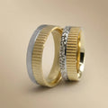 6mm Gold Wedding Band – Ribbed Contrast Textured Detail – 9ct/14ct/18ct Gold