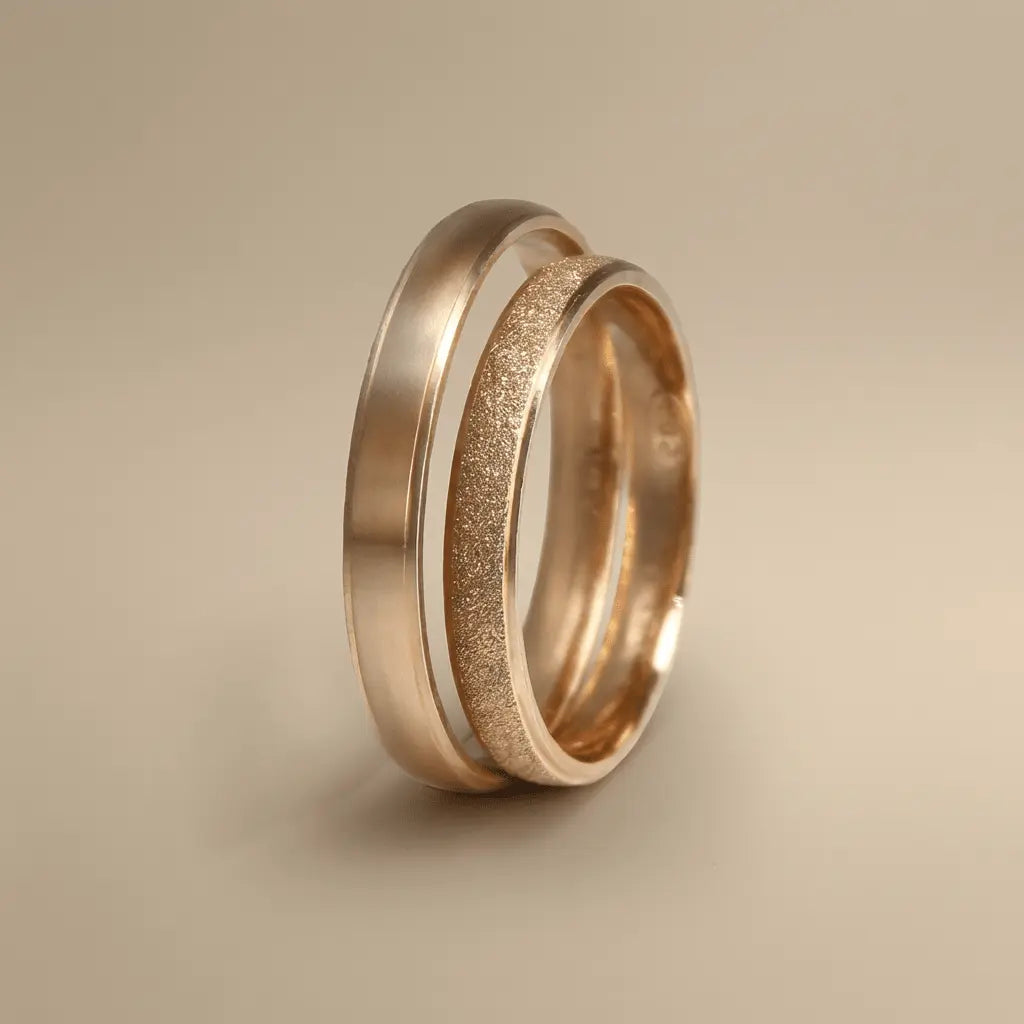 3mm Gold Wedding Band – Rose Satin Sparkle – 9ct/14ct/18ct Gold