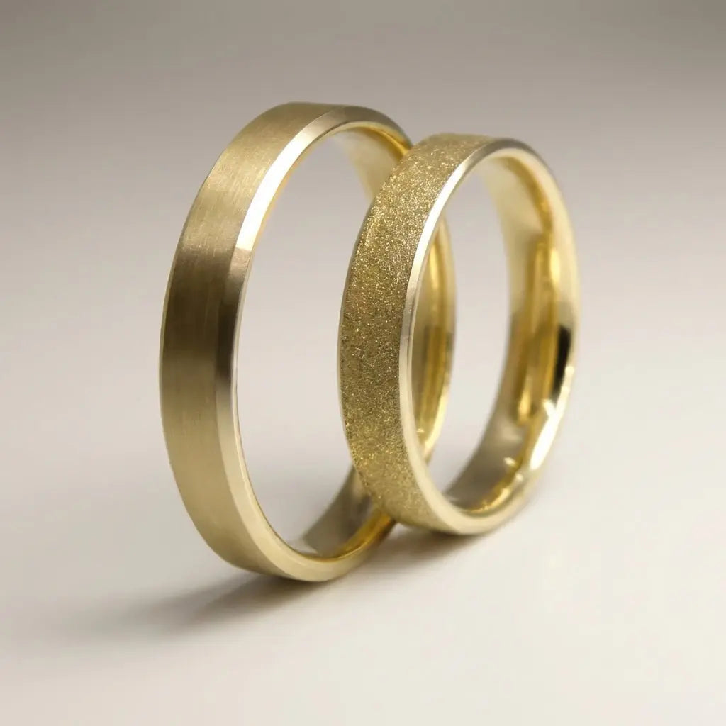 4mm Gold Wedding Band – Satin Sparkle Contrast – 9ct/14ct/18ct Gold