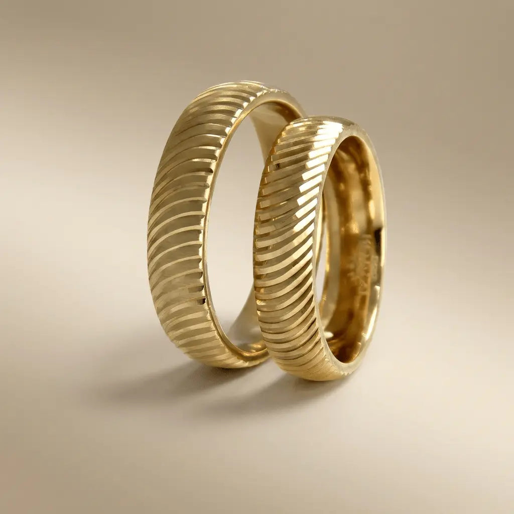 5mm Gold Wedding Band – Spiral Faceted – 9ct/14ct/18ct Gold