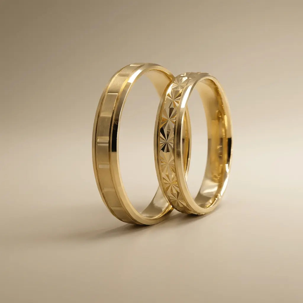 4mm Gold Wedding Band – Starburst Faceted – 9ct/14ct/18ct Gold