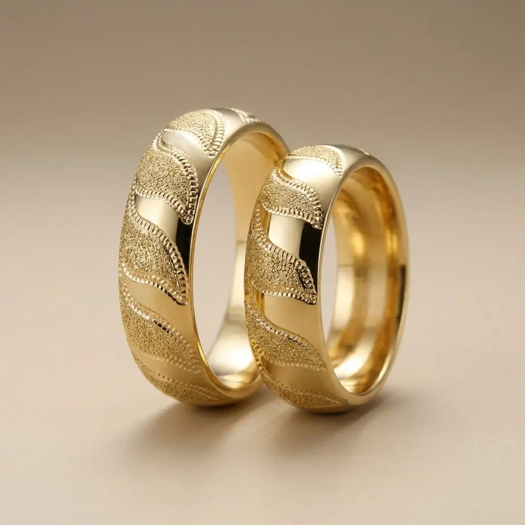 6mm Gold Wedding Band – Wave Textured – 9ct/14ct/18ct Gold