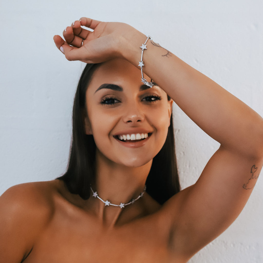 Margot Sparkling Star Choker | Silver Plated