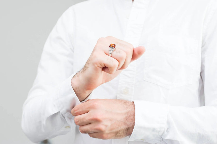 Men's Amber Solitaire Ring