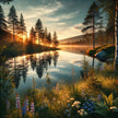 Midnight Sun Lake Canvas