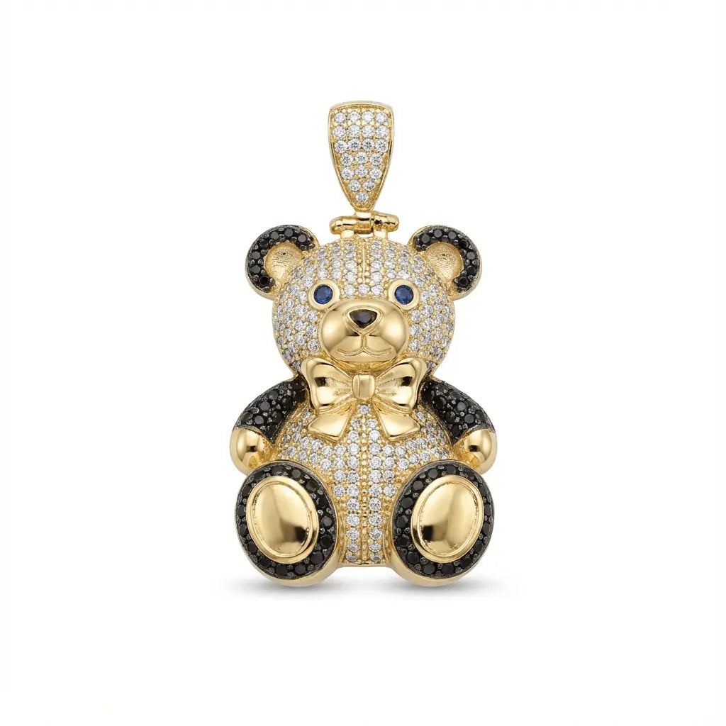 Majestic 14K Gold Teddy Bear Pendant - Playful and Luxurious Charm