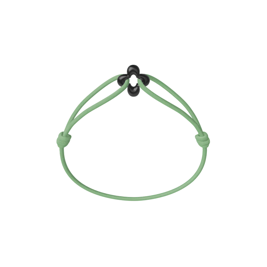 Mini Black Clover Cord Bracelet
