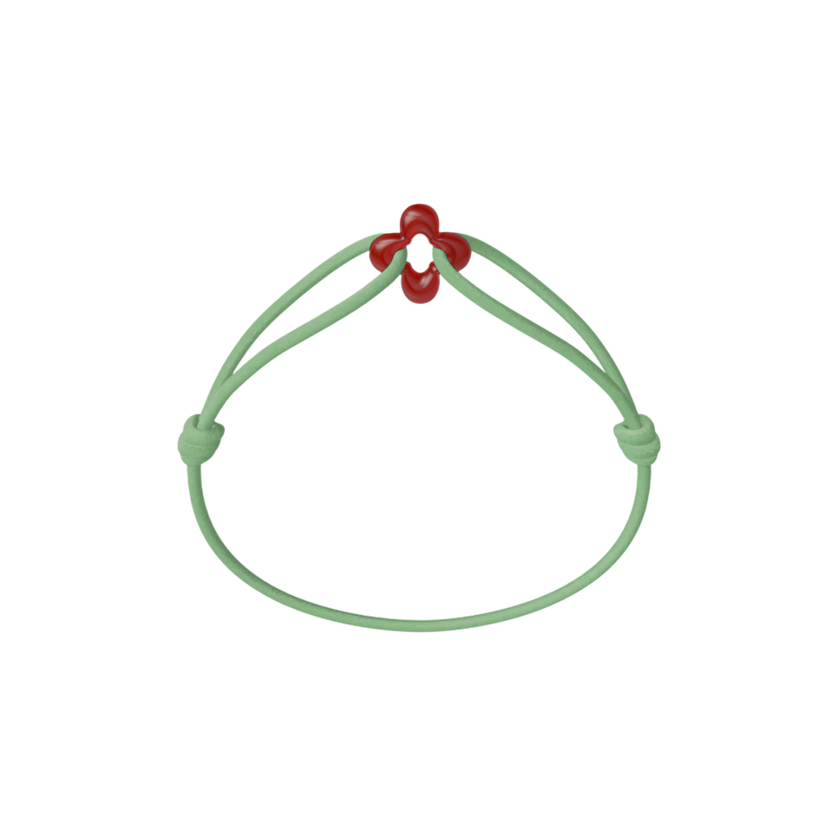 Mini Red Clover Cord Bracelet