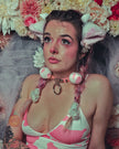 Pink Leather Studded D and O Ring Choker