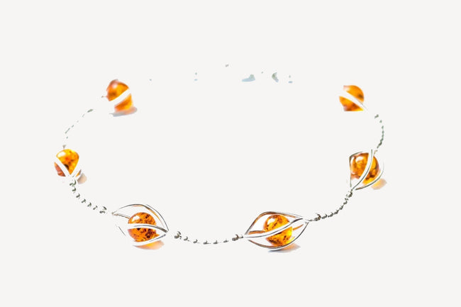 Modern Caged Amber Spheres Bracelet