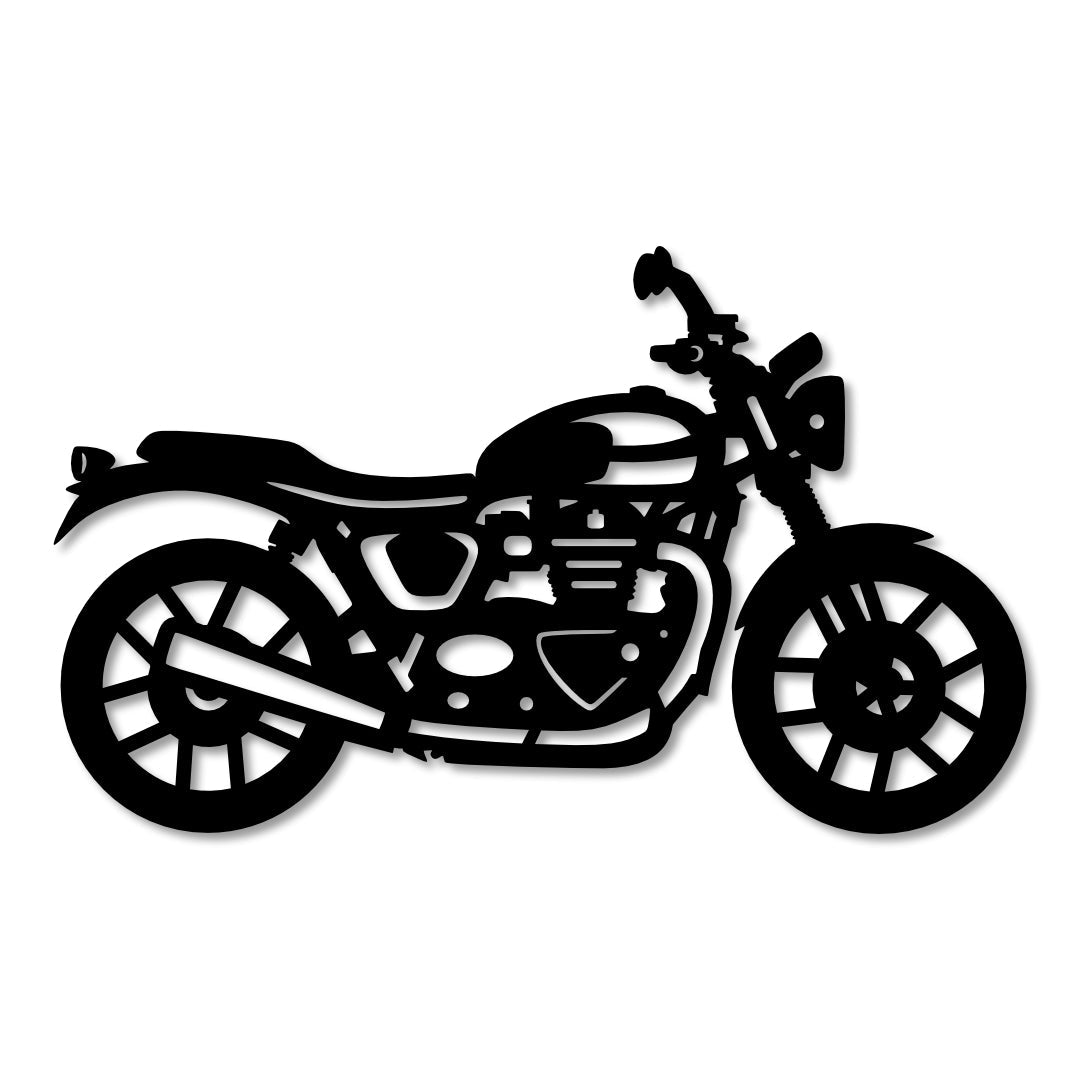 Modern Classic Motorbike Metal Wall Art – 30cm | Gloss Black
