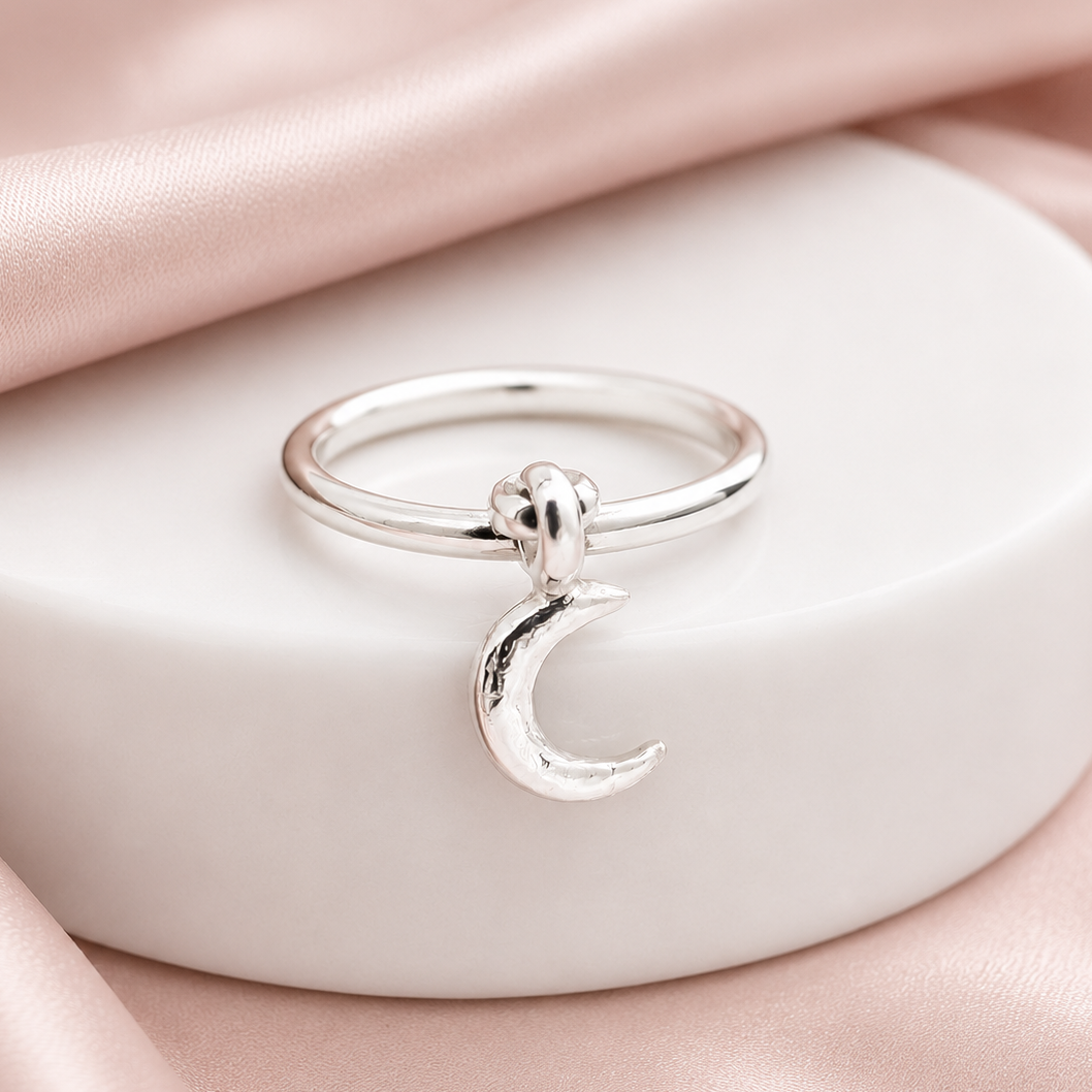Crescent Moon Dangle Ring