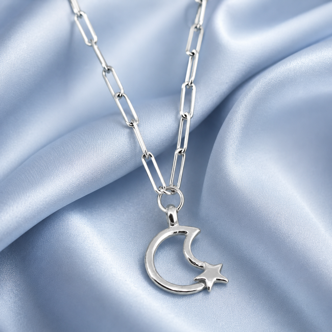 Moon and Back Trace Chain Necklace
