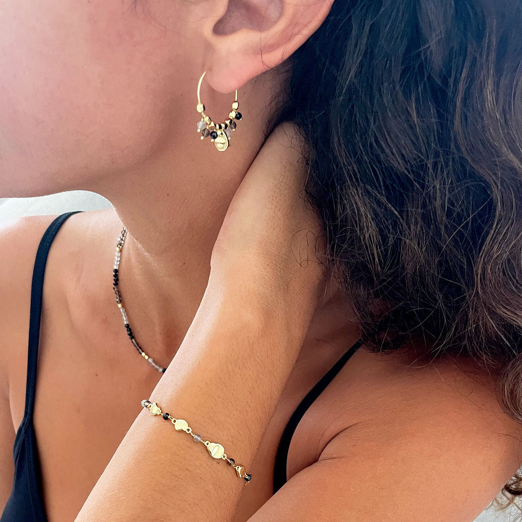 Sofia Nugget Bracelet  Amazonite, Apatite, Turquoise & Green White Jade