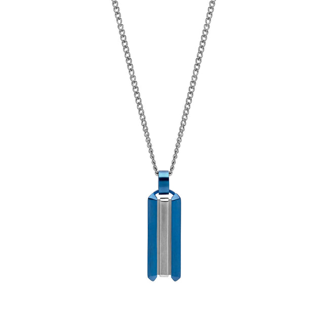 Fred Bennett Stainless Steel Blue Dog Tag Necklace