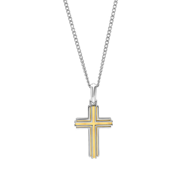 Fred Bennett Two Tone Stainless Steel Cross Necklace