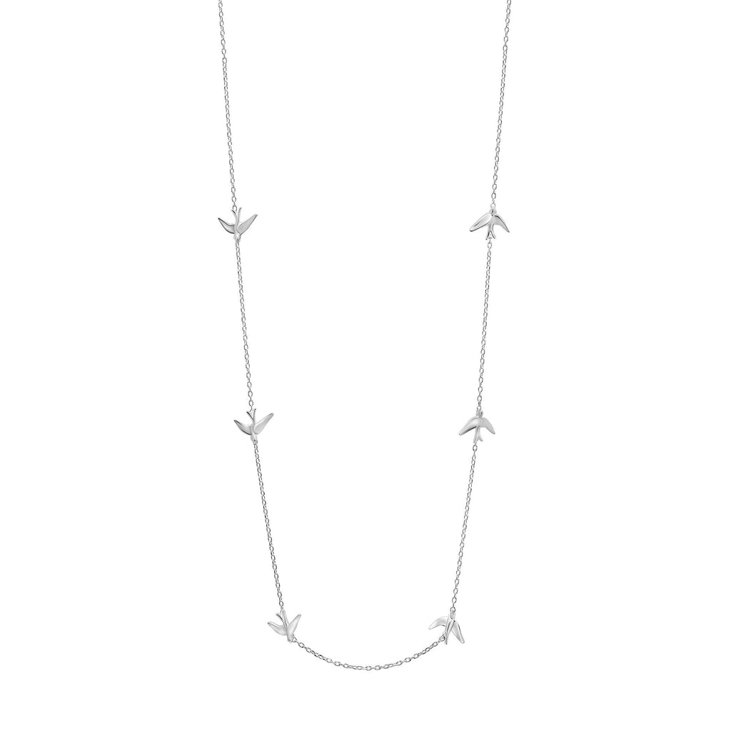 Laura Ashley Silver Blue Birds Station Necklace