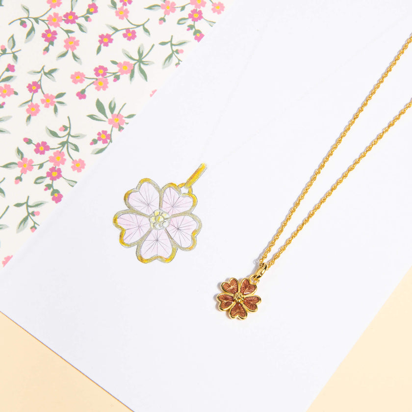 Laura Ashley Silver Riverly Ditsy Guilloche Flower Necklace