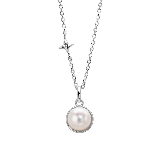 Laura Ashley Silber Hartley Kariertes Mabe-Perlen-Collier