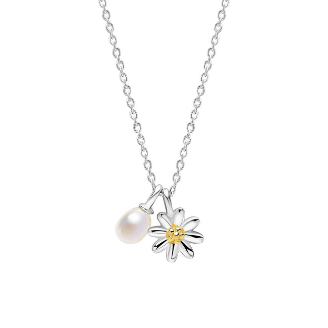 Laura Ashley Silberne Kinder-Halskette mit Everingham-Wiesengänseblümchen-Anhänger
