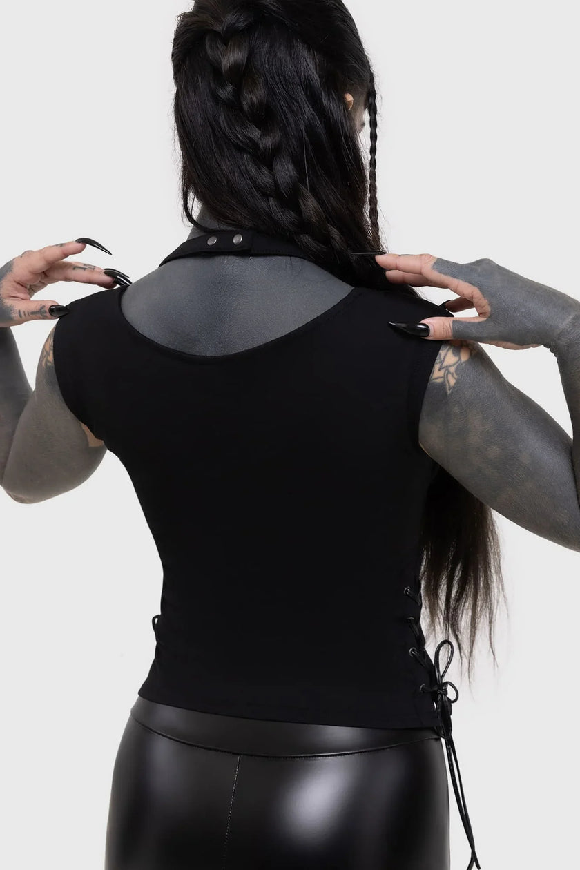 Killstar Noctivagant Baphomet Lace-Up Top