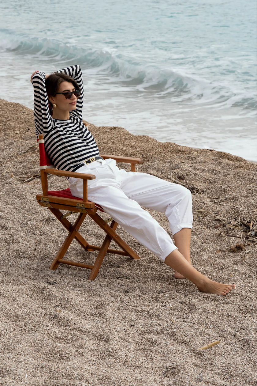 Long Sleeve Striped Linen T-shirt