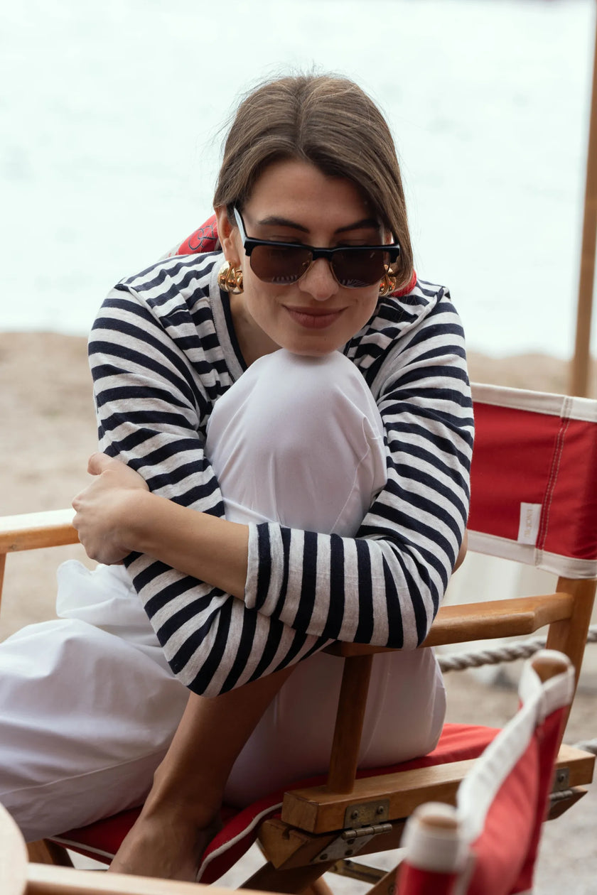 Long Sleeve Striped Linen T-shirt