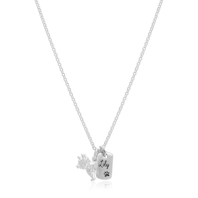 Yorkshire Terrier Personalised Silver Dog Tag Necklace