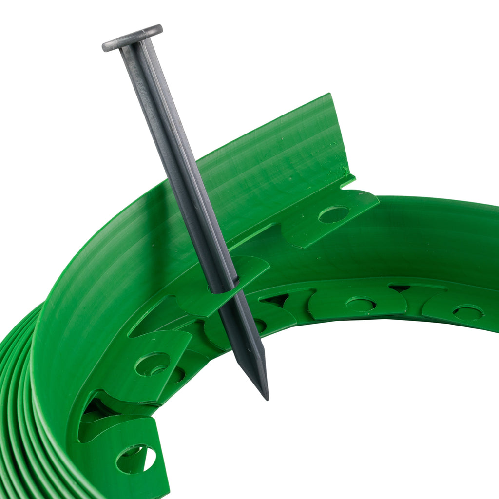 Lawn Border Set, Easy Border 40mm Green 10m with Pegs