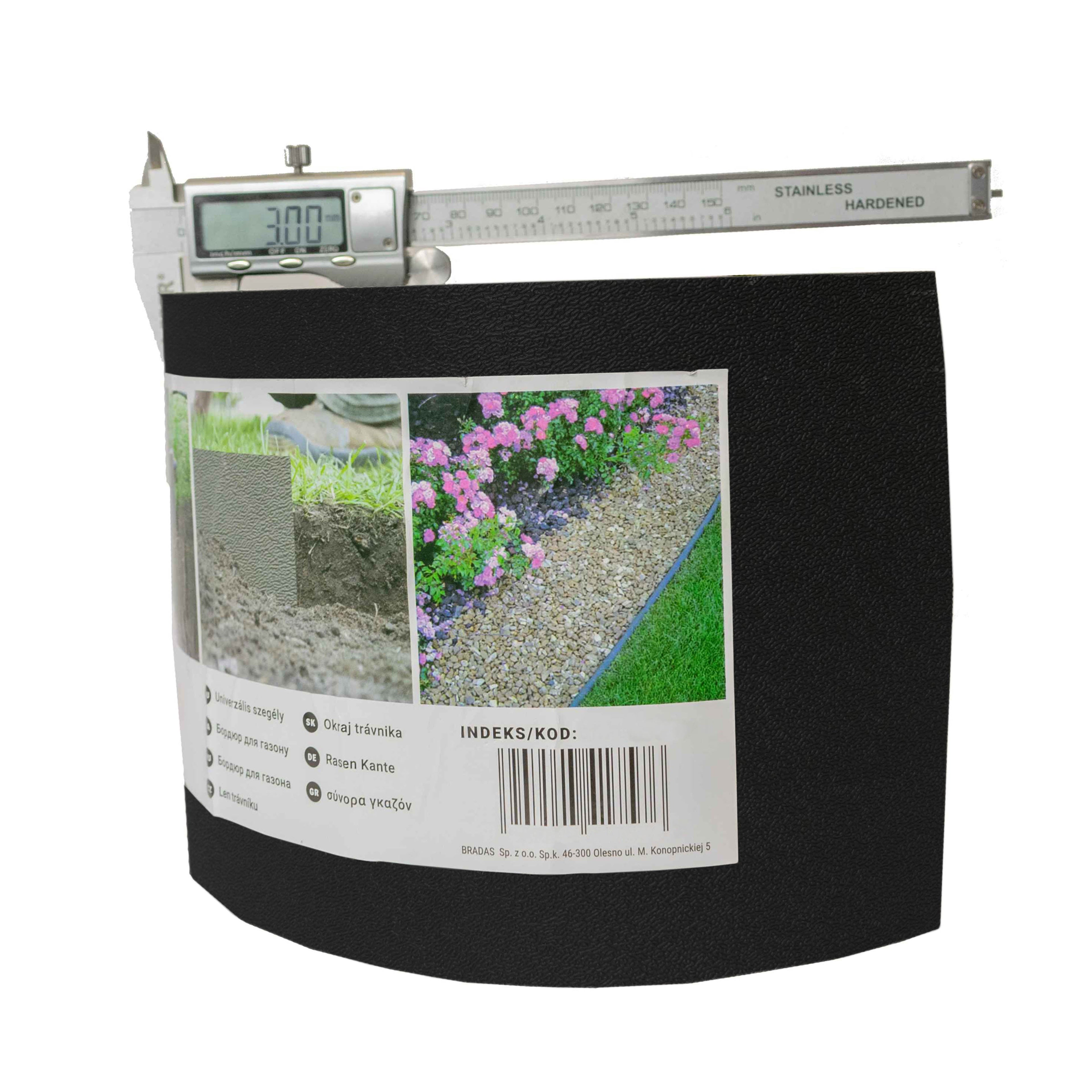 Heavy Duty Lawn Border Edging, 6m x 15cm, Black
