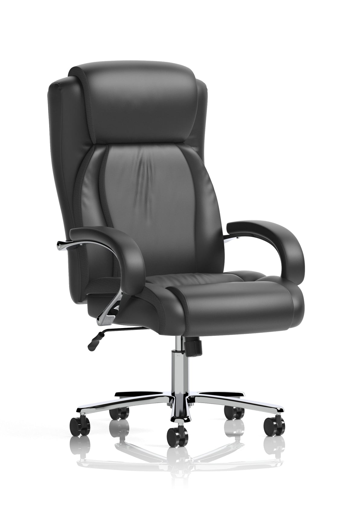 Silla de oficina de alto rendimiento Austin, tapizada en poliuretano negro