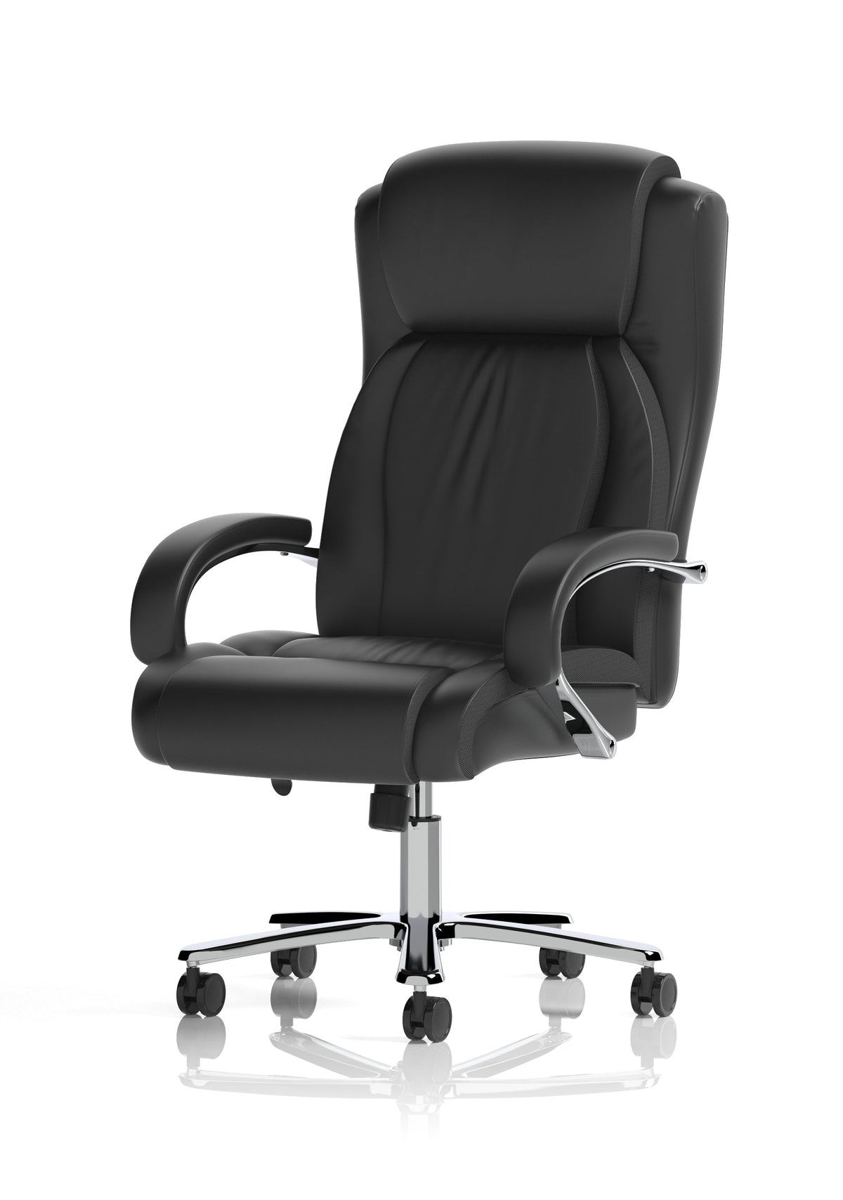 Silla de oficina de alto rendimiento Austin, tapizada en poliuretano negro