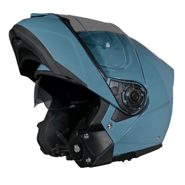 Casco modulare da moto Daytona Glide - Omologato DOT ed ECE, predisposto per Bluetooth, doppia visiera, uomo/donna/ragazzi - Blu Shark