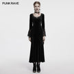 Punk Rave Isolde Velvet Lace Sleeve Dress in Black