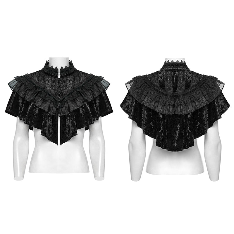 Punk Rave Elysia Velvet Ruffle Goth Shawl in Black